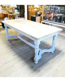 Old Gray Patinated Table in Raw Oak