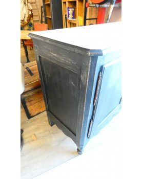 Old Low Sideboard 2 Doors Patinated Black with Key