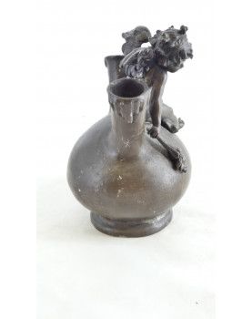 Soliflore Duo with Cherub in Patinated Pewter