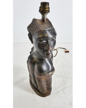 Foot of African Lamp Women and Child in Wood