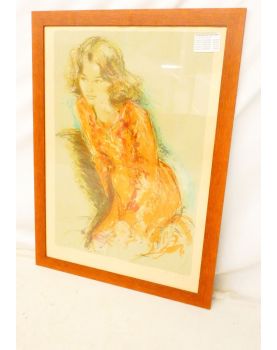 Lithograph EA Red Dress Signed
