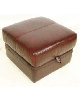 Grand Pouf Box of Leather Bordeau