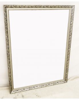 Large Silver Frame Mirror Decorative Leaves