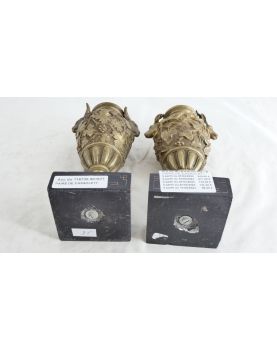 Paire de Cassolettes en Bronze sur Socle en Marbre