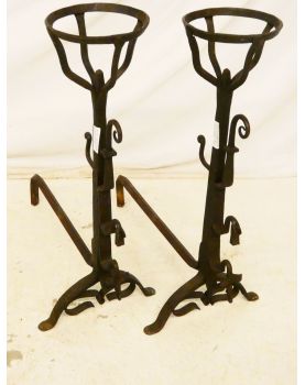 Pair of Wrought Iron Landiers