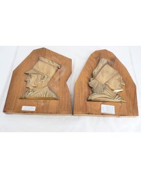 2 Bronze on Wooden Panels Norman Couple