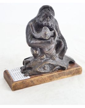 Bronze Orangutan Subject on Wooden Base