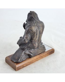 Bronze Orangutan Subject on Wooden Base