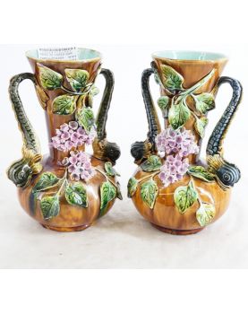 Pair of Barbotine Vases