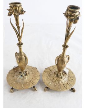 Auguste Nicolas CAIN Pair of Bronze Candlesticks