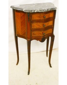 Bedside Table Marble Top 3 Drawers Curved Feet
