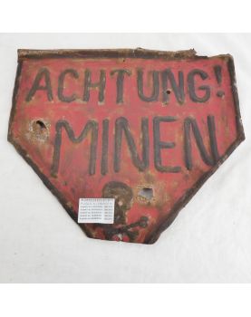 Plaque Attention Mines Allemande de la Seconde Guerre Mondiale