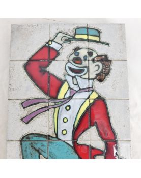 Panneau Céramique Clown Signé BAYER