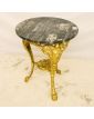 Restored Cast Iron Pedestal Table Black Marble Top