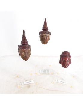 Lot de 3 Têtes de Bouddha sur Socle en Plastique