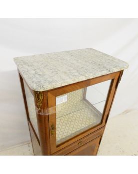 Louis XVI Style Showcase Marble Top 1 Drawer with Key