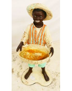 Polychrome Servant Planter Young Afro Man