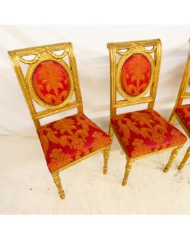 Series of 4 Louis XVI Style Golden Chairs