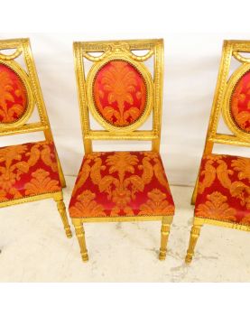 Série de 4 Chaises Dorées Style Louis XVI