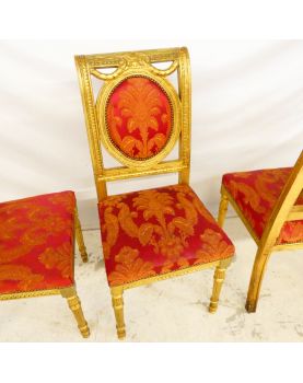 Série de 4 Chaises Dorées Style Louis XVI