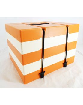 Glacière Vintage Orange et Blanche PAC À PIC avec Couverts et gobelets