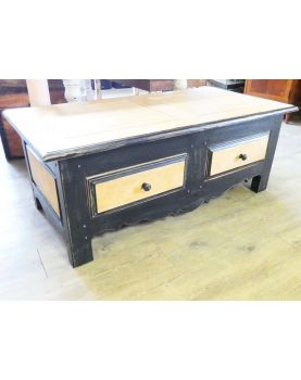 Coffee Table 2 Black Patinated Drawers in Solid Oak