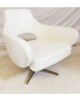 Modernist White Leather Armchair