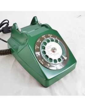 Telephone Transformed into a Green Dial Lamp