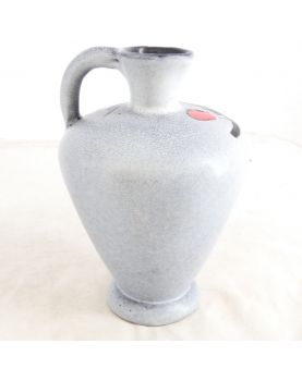 Gray Pitcher with Black and Red Incised Decor by François CALECA VALLAURIS