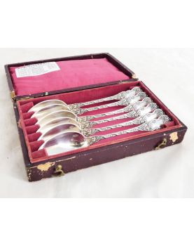 Box of 6 Small Silver Spoons Minerva Napoleon III