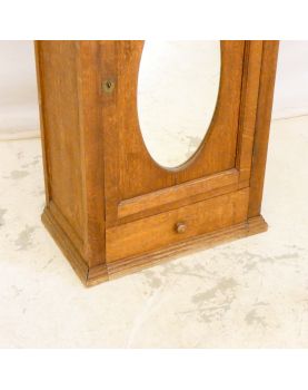 Armoirette en Chêne 1 Porte avec Miroir Ovale, 1 Tiroir et 1 Clé
