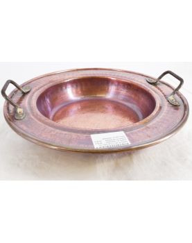 Large Copper Dish with Metal Handles