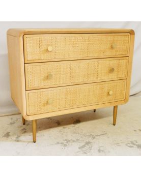 TIKAMOON Solid Oak and Canework Chest of Drawers COME Model