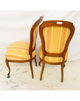 Pair of Louis Philippe chairs in Acajou Fabric Bicolor