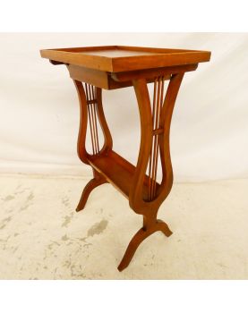 Small Lyre Pedestal Table 1 Wooden Drawer