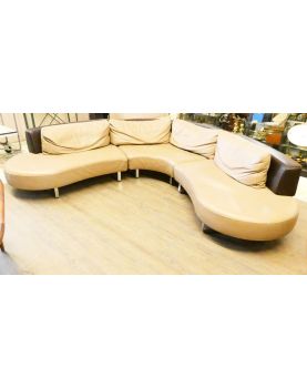 STEINER Two-Tone Leather Corner Living Room