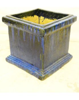 Blue Enameled Plant Pot