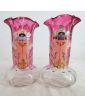 Pair of Pink and Gold Enameled Vases