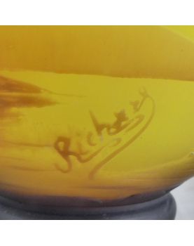 Small Glass Paste Cup Signed RICHARD