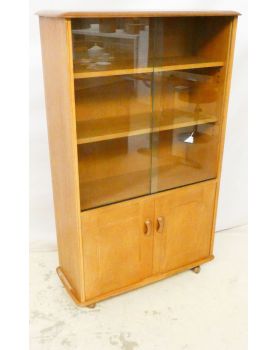 TRIORY Bookcase 2 Doors and 2 Sliding Glass Doors on Casters