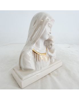 Buste Vierge à l’Enfant en Faïence