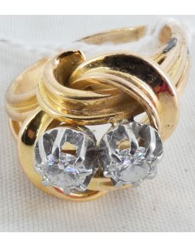 18 Carat Gold Ring Toi et Moi Tested 9.75 Grams