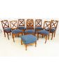 Series of 8 Cross Chairs with Pouf and 4 Blue Upholstered Cushions