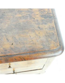 Old 18th Century Bedside Table with 3 Drawers with Restored Feet