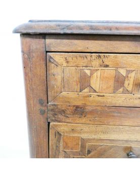 Old 18th Century Bedside Table with 3 Drawers with Restored Feet