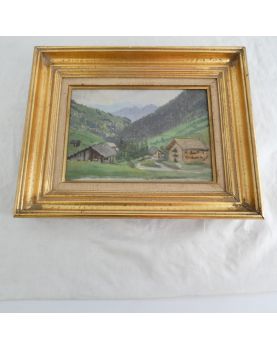 Small Oil on Canvas Mountain Landscape 1898