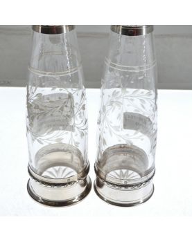 Pair of Flacons in Cristal and Silver without corks