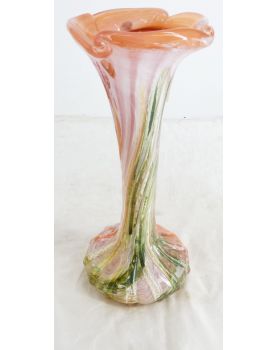 Polychrome Glass Vase Signed