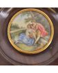 Framed Miniature Sitting Couple Woman in Blue