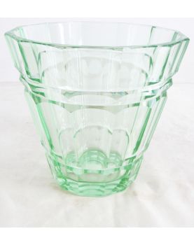 DAUM Green Crystal Vase